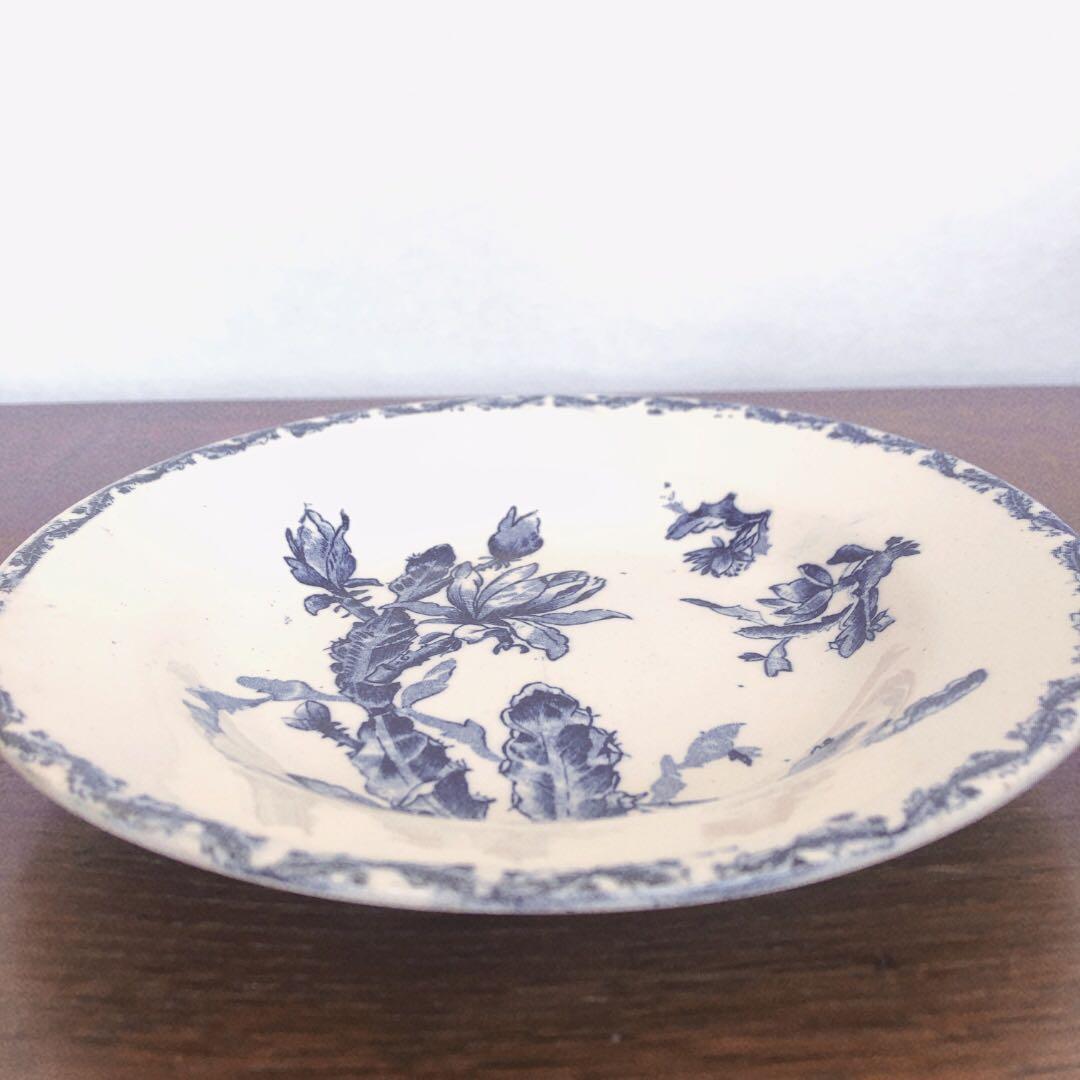 GIEN ジアン CACTUSサボテン スーププレート ブルー アンティーク食器