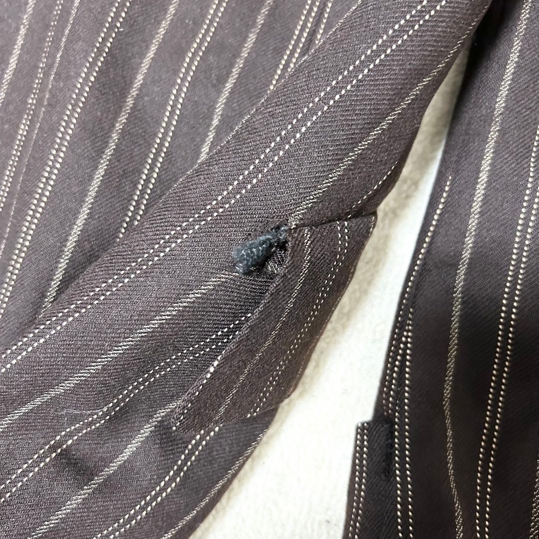 美品　ポールスミスコレクション　ウールチェスターコート　ブラウン　ストライプ