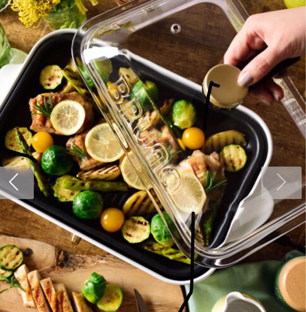 ［lucky］BRUNOホットプレート用グラスリッドとスチーム蒸し器付き