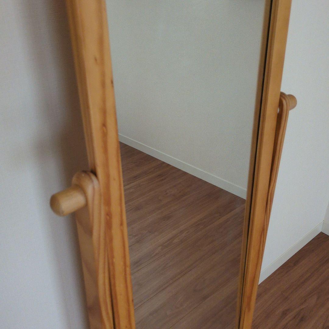 木製スタンドミラー キャスター付き
