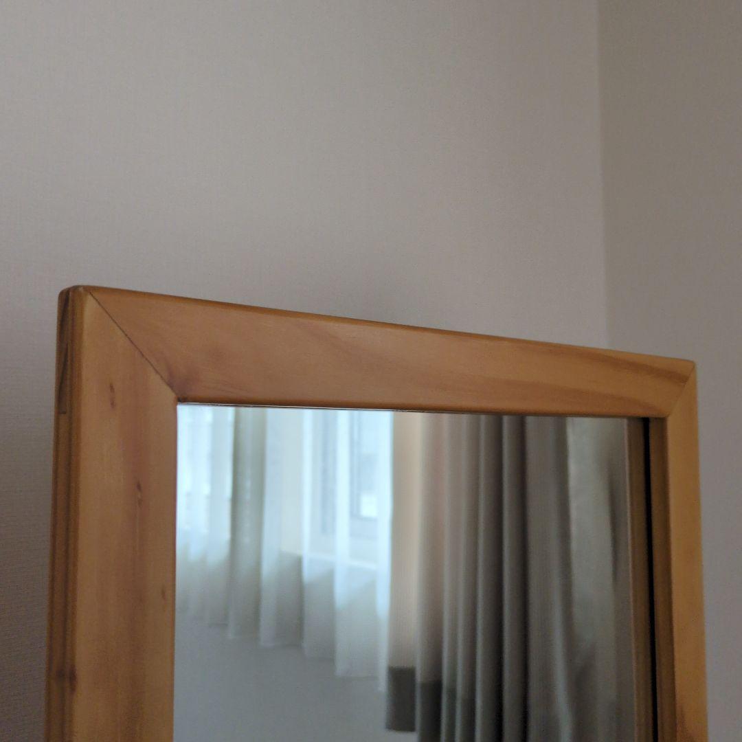 木製スタンドミラー キャスター付き