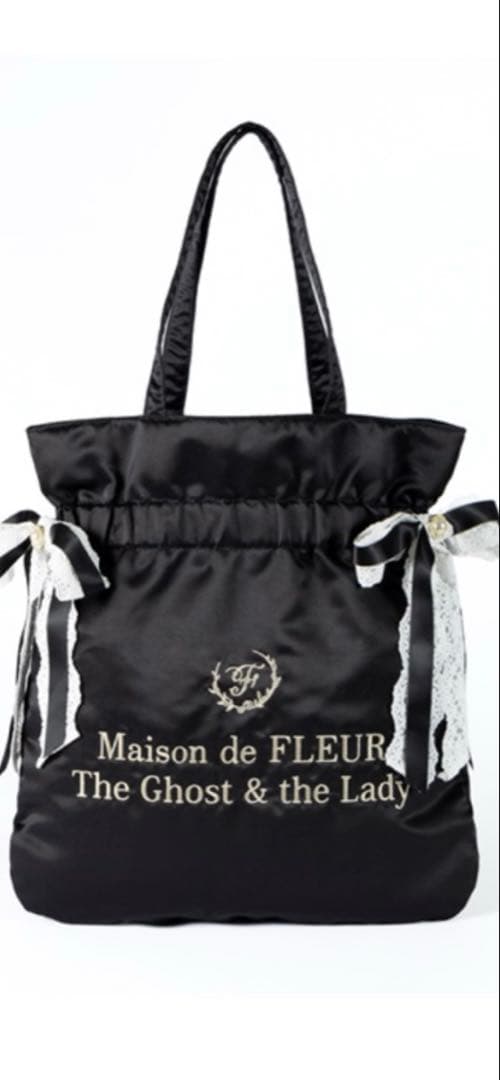 ゴースト＆レディMaison de FLEUR コラボトートバッグ 黒フロー