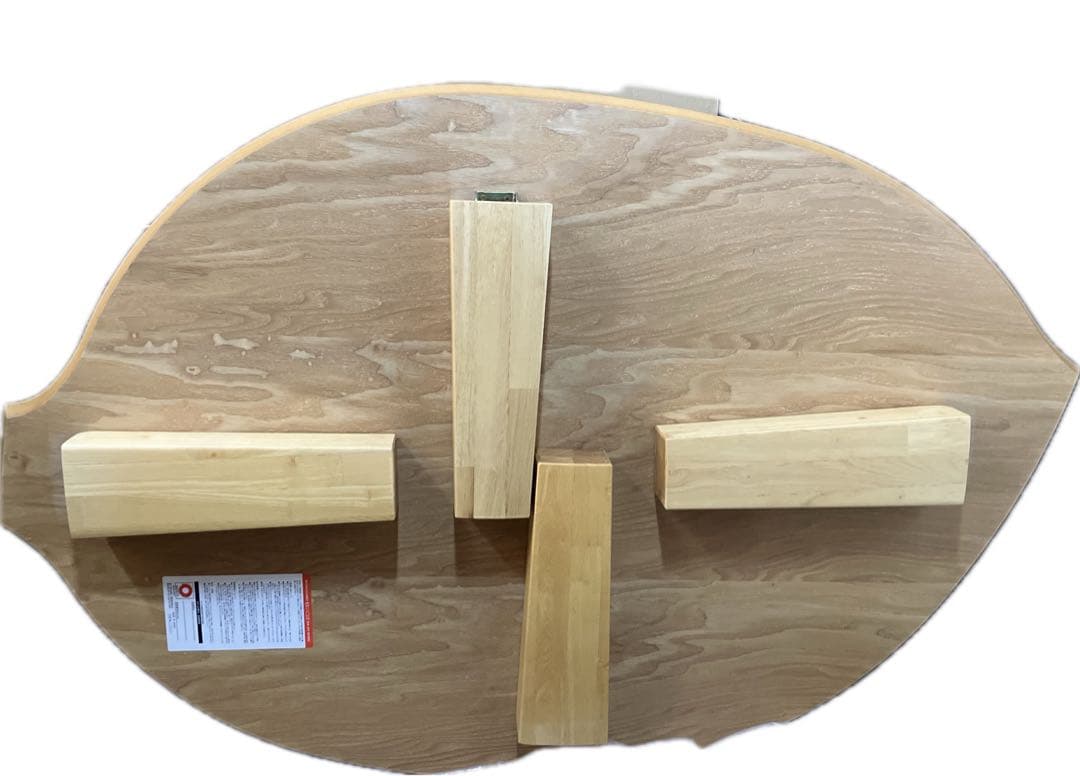 座卓 120 リーフ型 楕円　天然木 ナチュラル色　楡　ジブリ風　折りたたみ