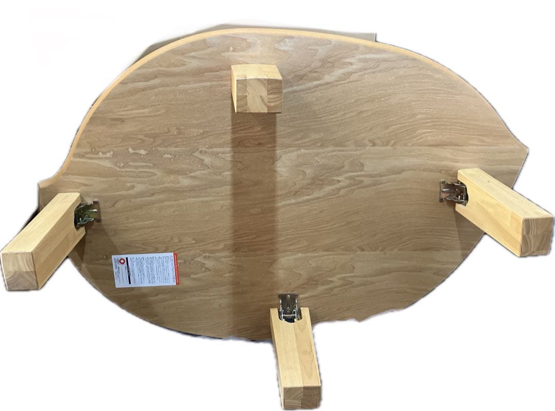 座卓 120 リーフ型 楕円　天然木 ナチュラル色　楡　ジブリ風　折りたたみ