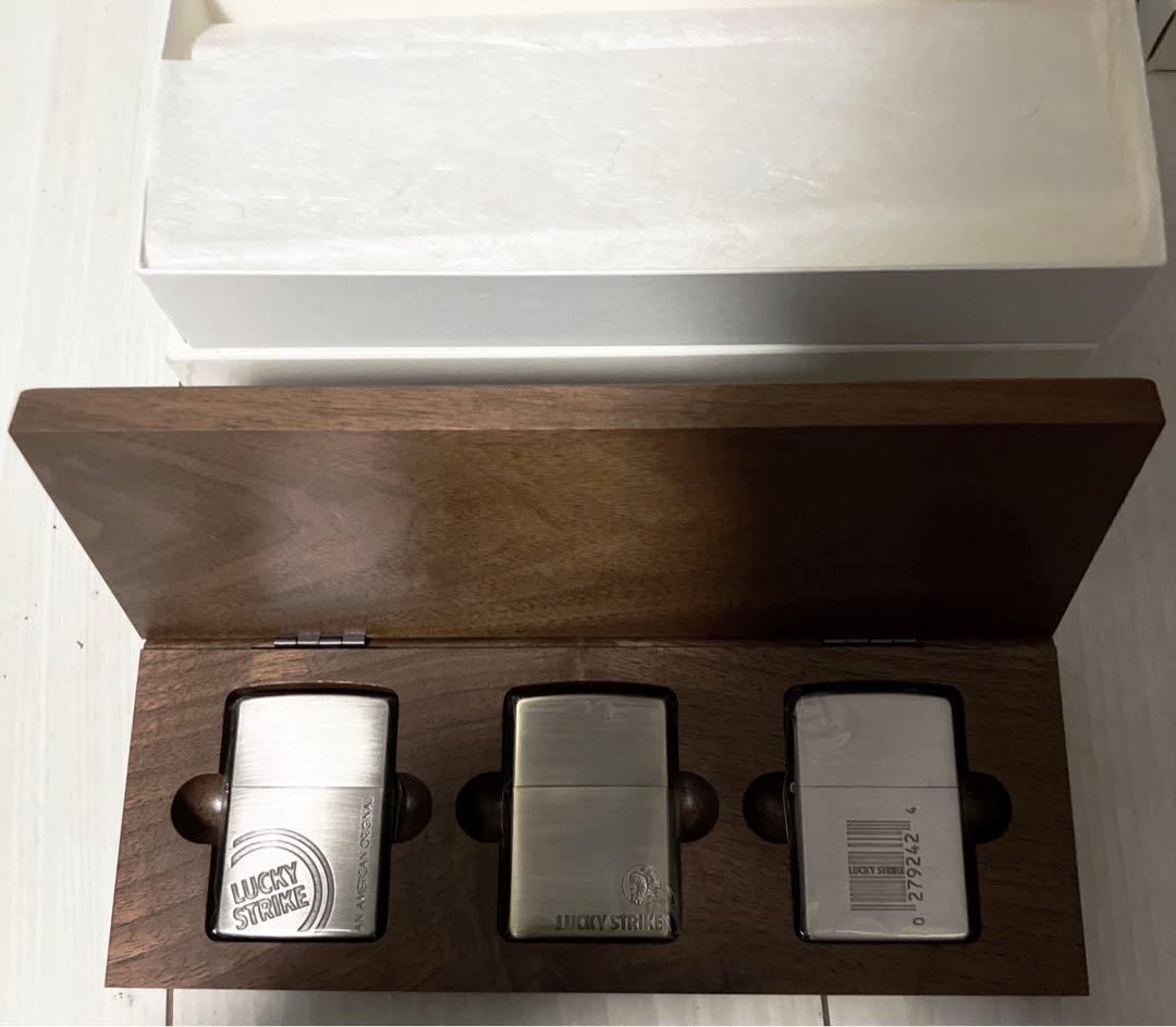 【新品未使用品】ラッキーストライク　2005年　木箱入　ZIPPO3点セット
