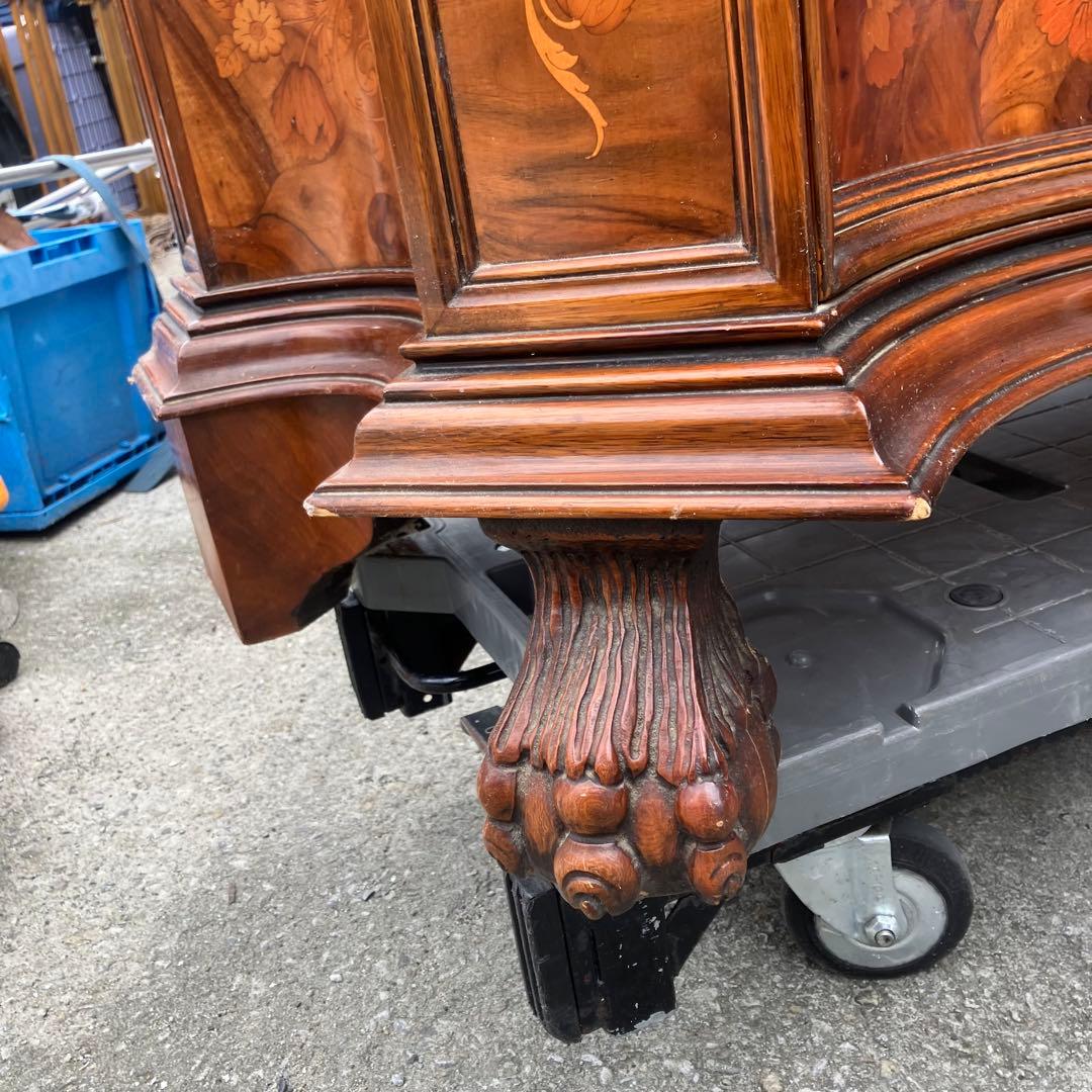 イタリアアンティーク 花柄象嵌 木製サイドボード 飾り棚 チェスト カウンター