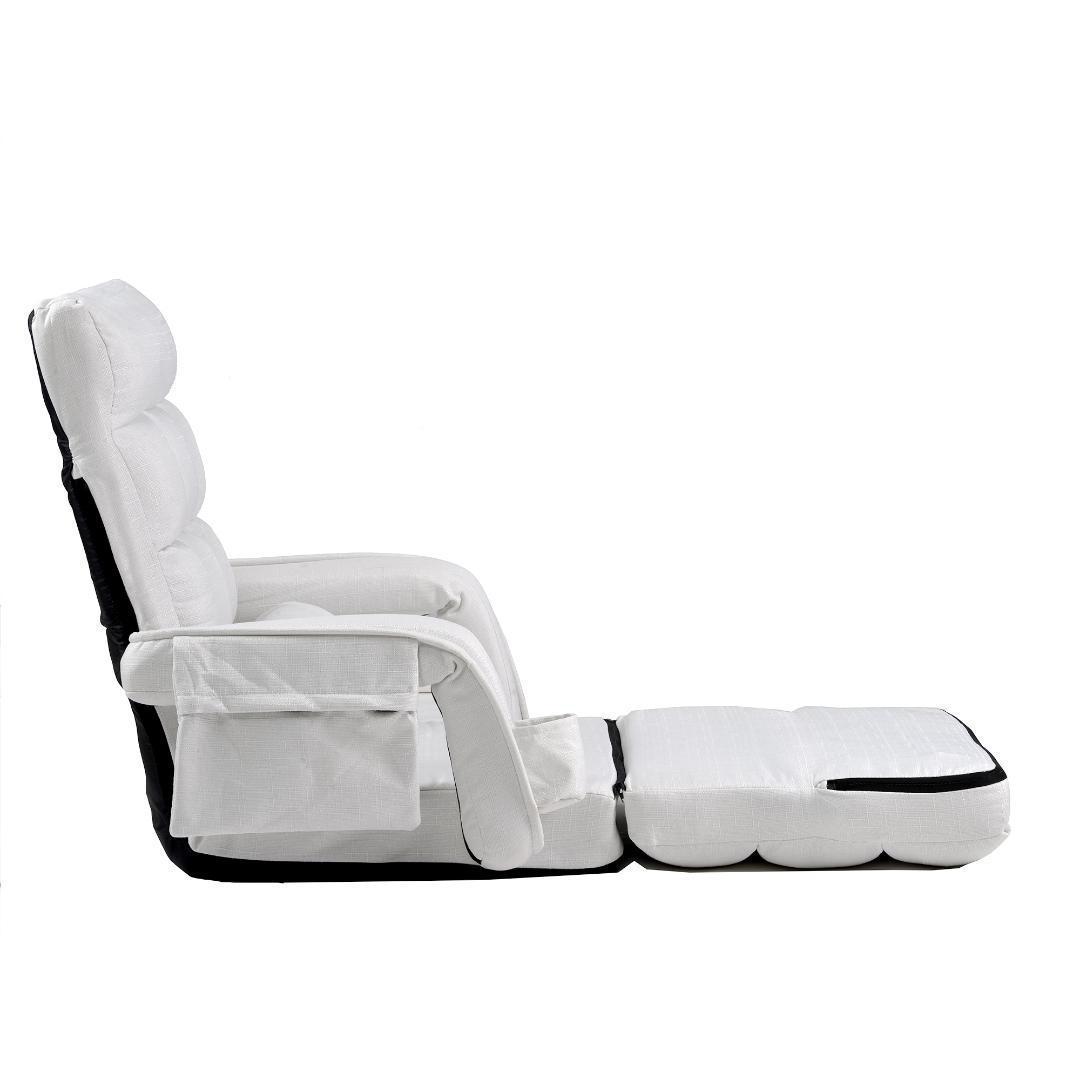 【ホワイト】座椅子 リクライニング 14段ギア リクライニングチェアー