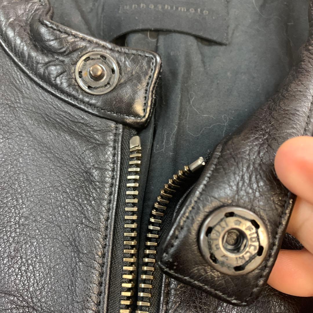 junhashimoto ブラックレザーシングルライダース　サイズ3