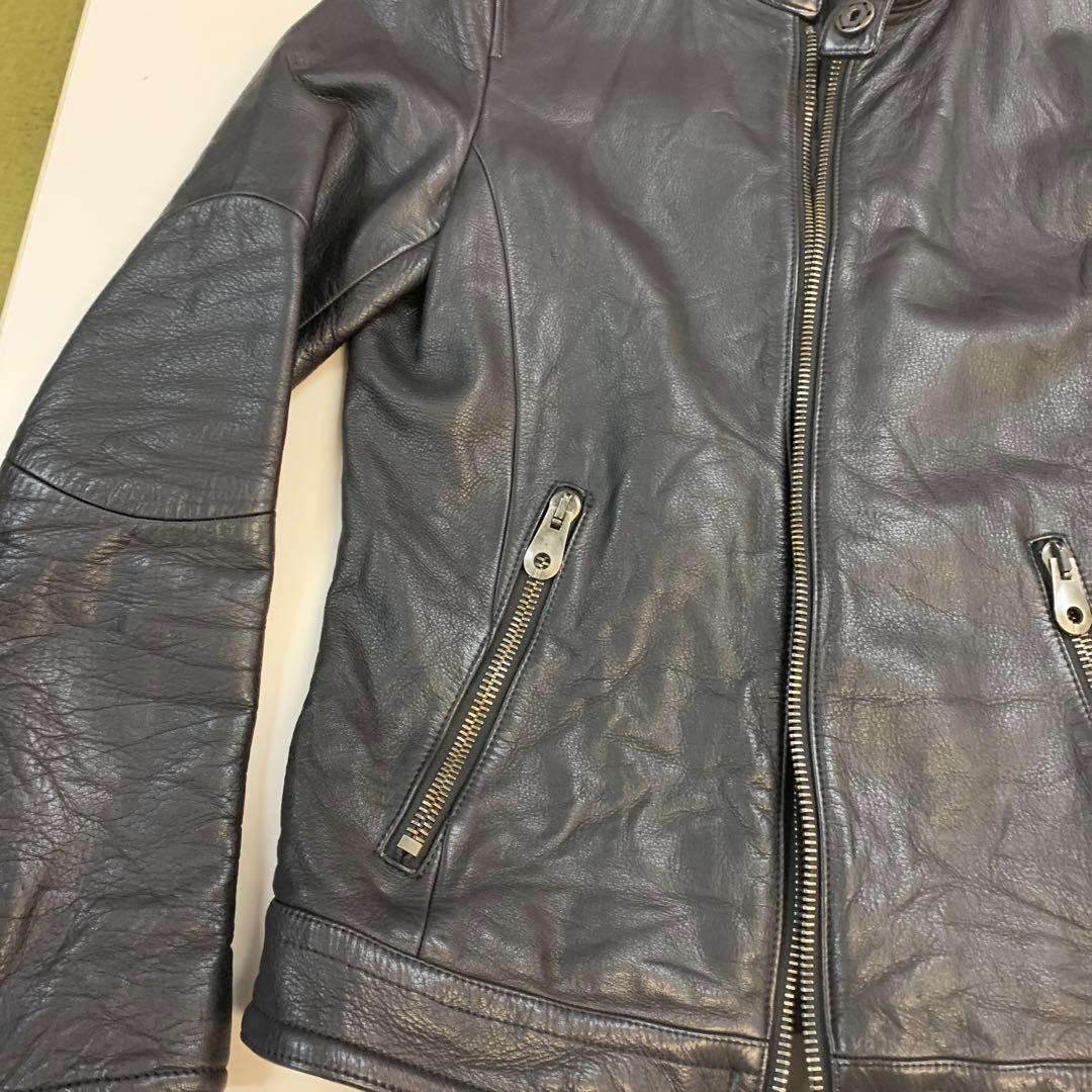 junhashimoto ブラックレザーシングルライダース　サイズ3