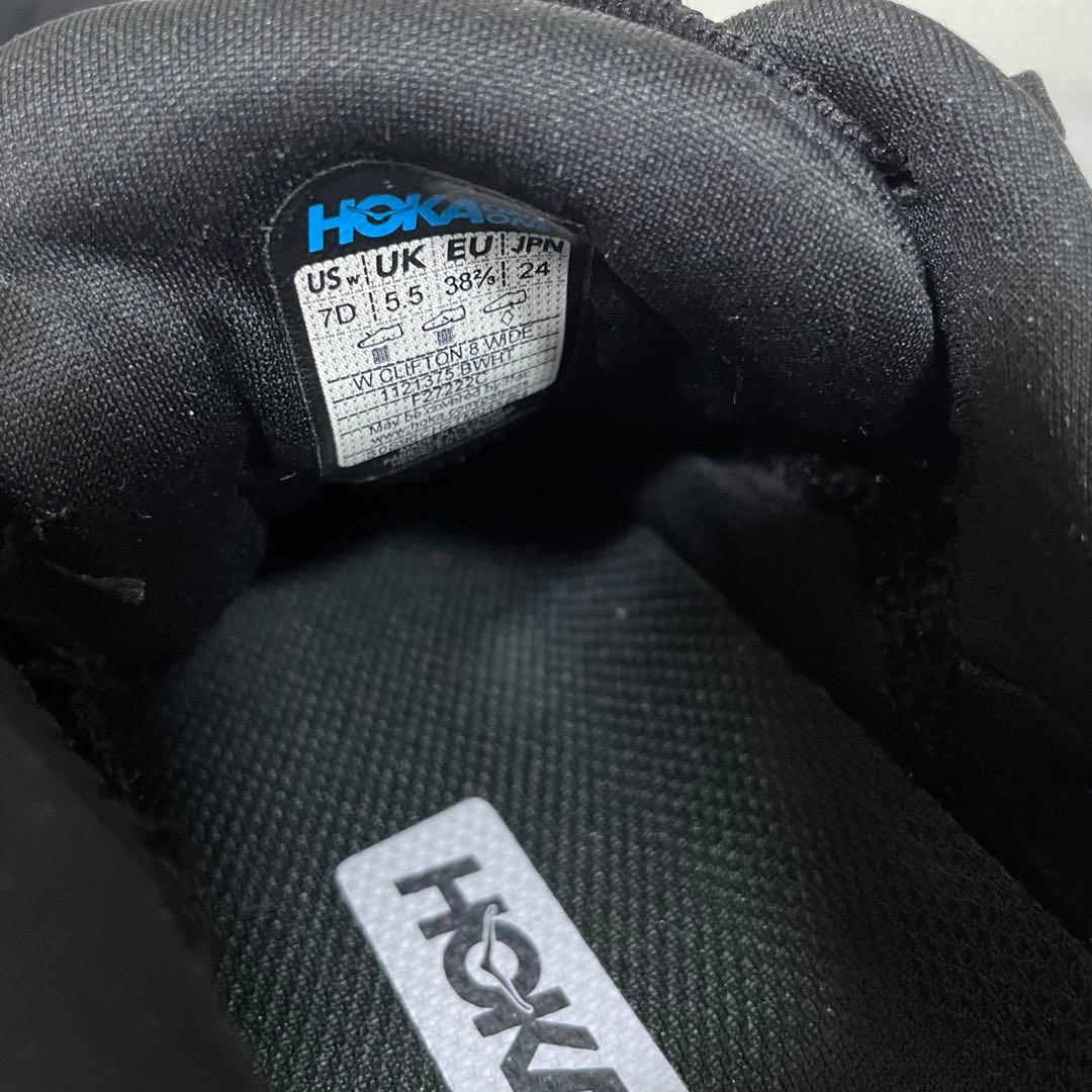 美品　HOKA ホカ　CLIFTON8 ランニングシューズ 黒　スニーカー　24
