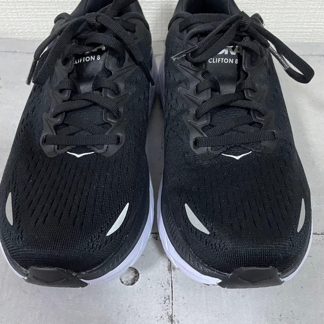 美品　HOKA ホカ　CLIFTON8 ランニングシューズ 黒　スニーカー　24