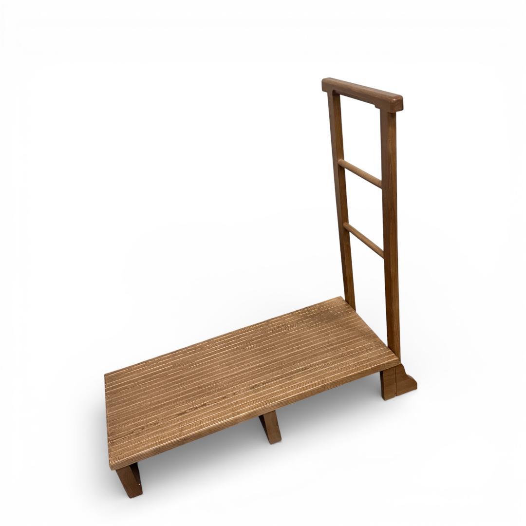 幅97cm【新品】天然木タモ無垢材 玄関踏み台 手すり付き 介護 転倒防止