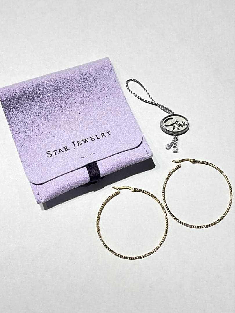 STAR JEWELRY スタージュエリー k18 フープピアス 40mm
