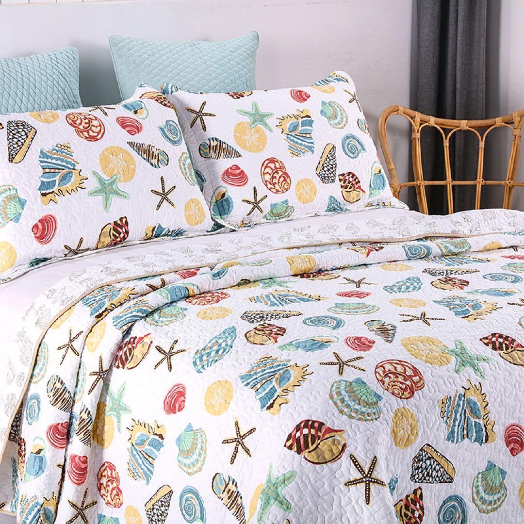 キルトベッドカバー3点セット綿マルチカバー キルティング 507