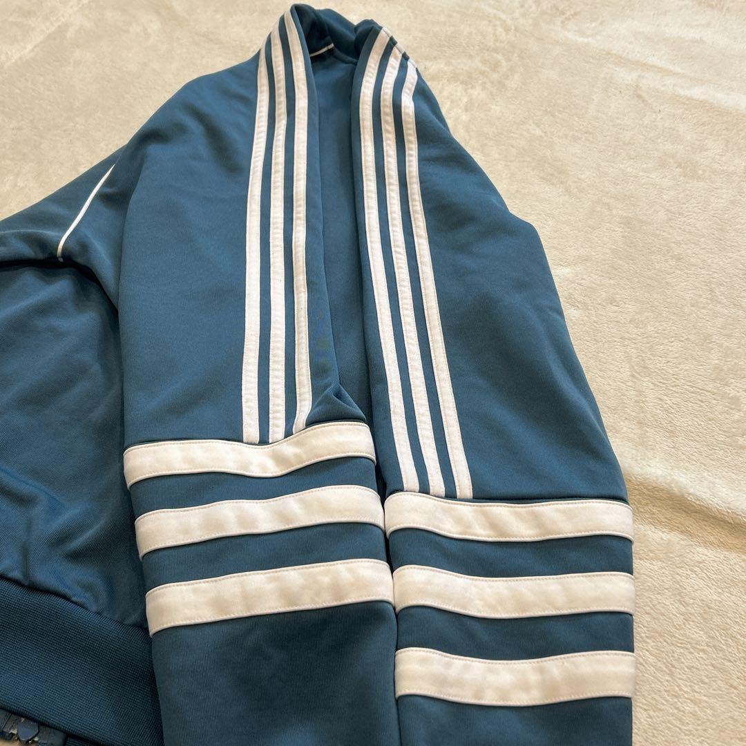【美品】adidas　アディダス トラックジャケット　ターコイズブルー　XL