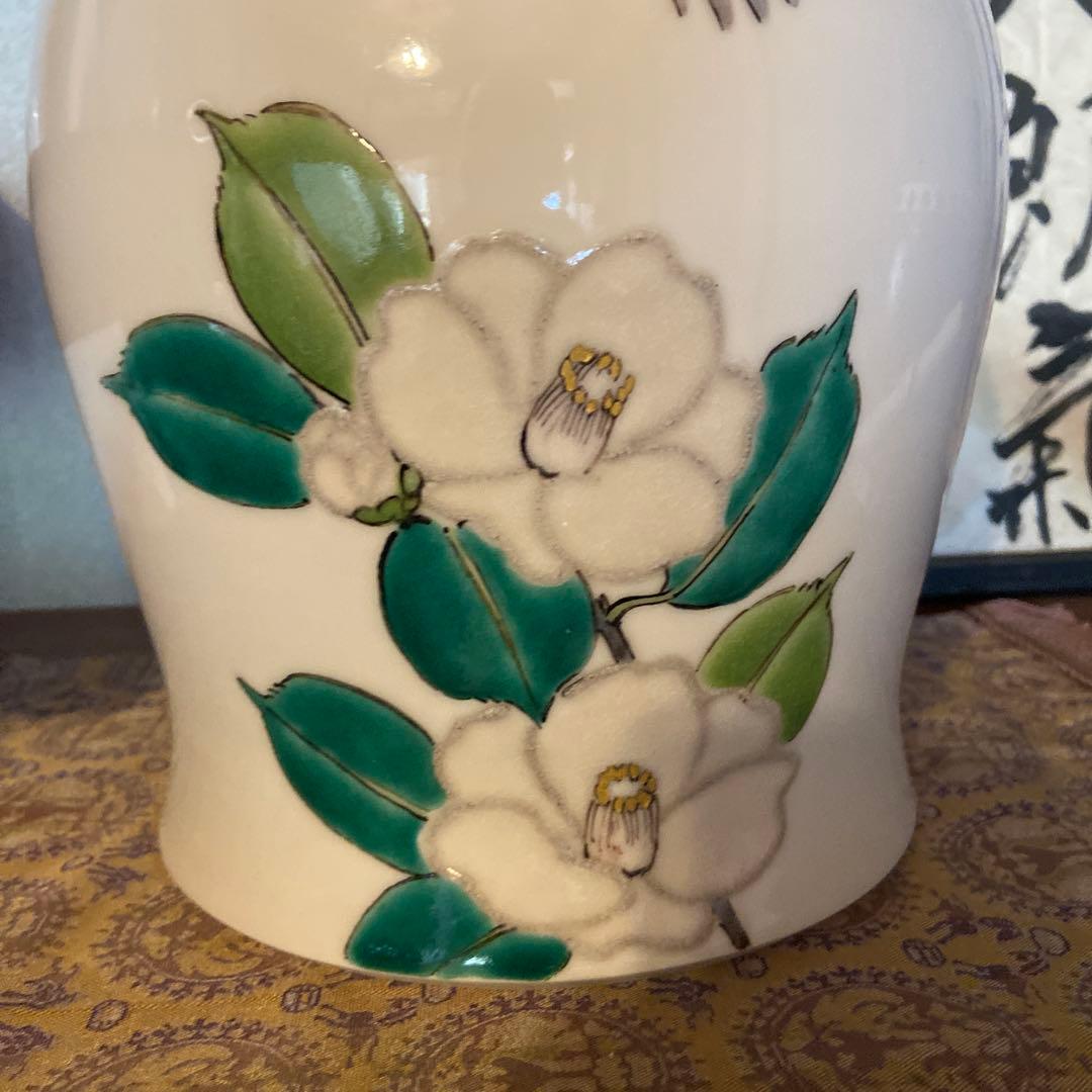 東京芸大　高橋絋　色絵　椿小鳥　壺　花瓶　置き物 木箱欠品