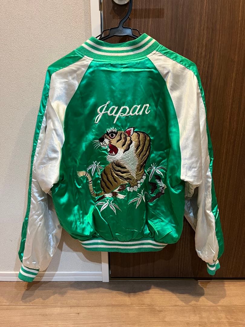 90s JUNGLE STORM 別珍 ベロア 両面 スカジャン 刺繍 鶴 虎