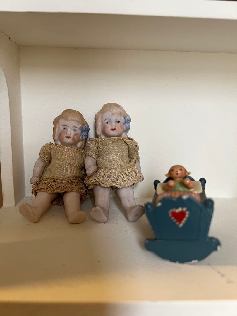 【アンティーク】ドイツ製オールビスクドール 9cm 2体セット