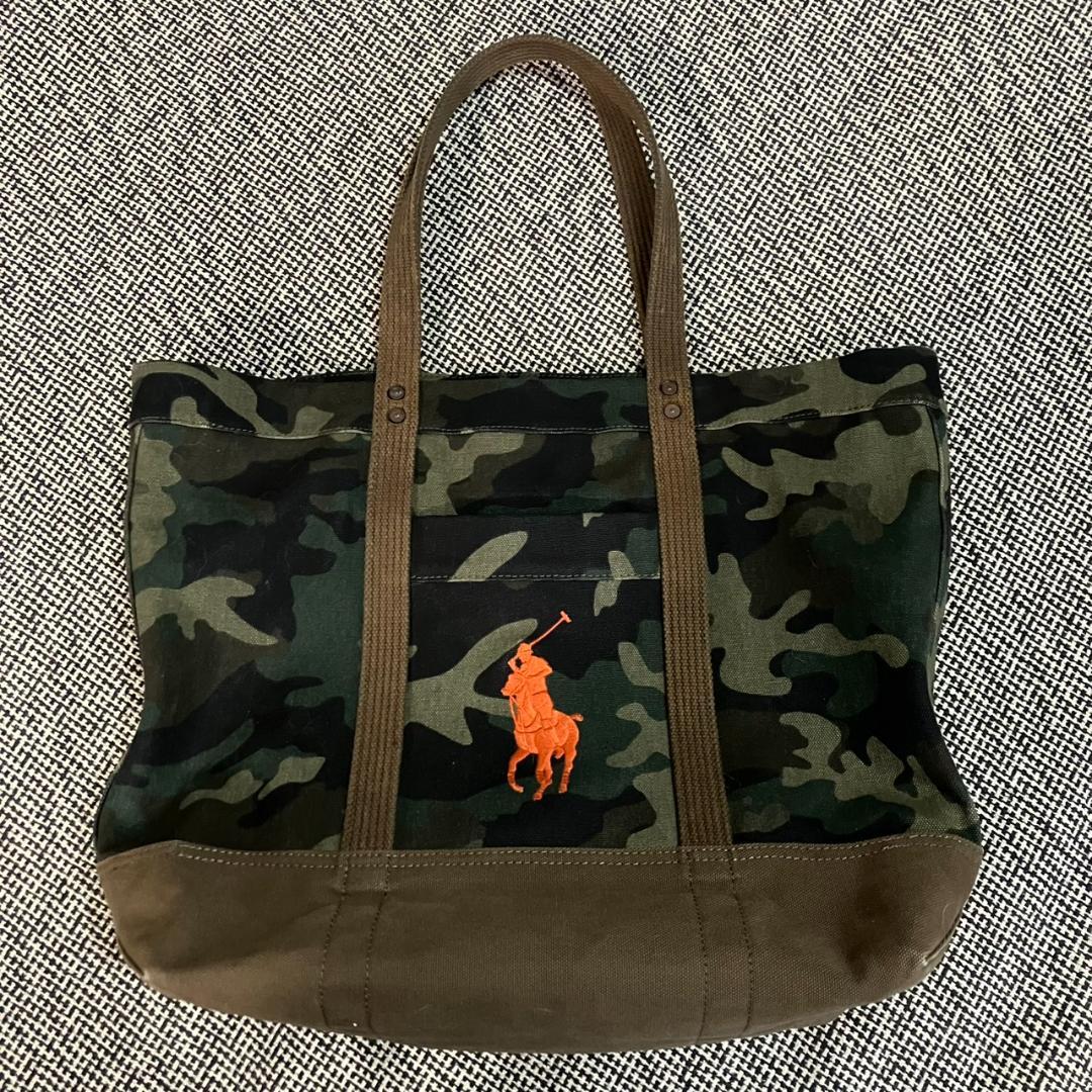 ポロラルフローレン キャンバス ビッグポニートートバッグ カモフラ 特大サイズ
