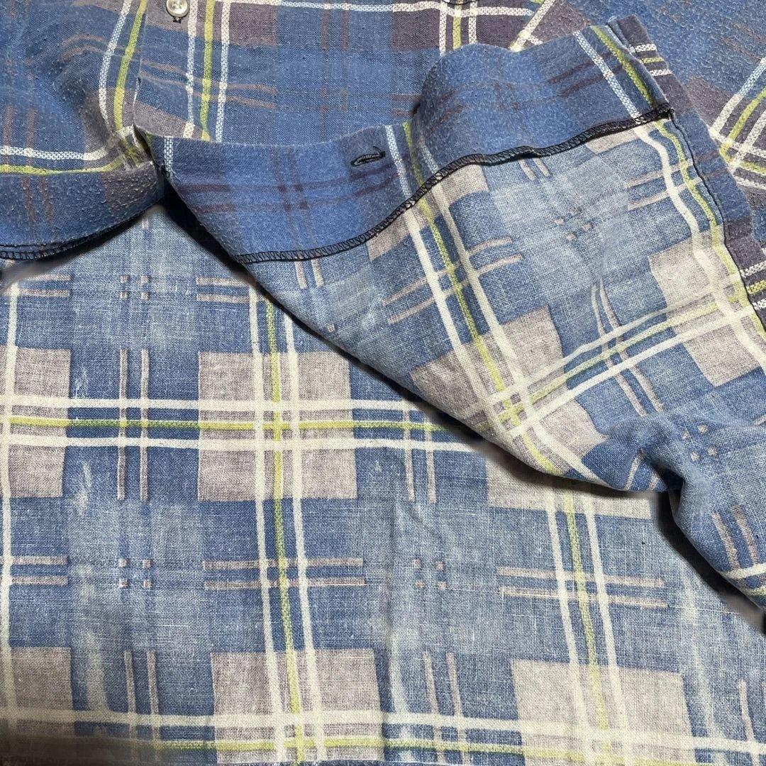 70sビンテージプリントネルシャツアメリカ製大きめサイズ