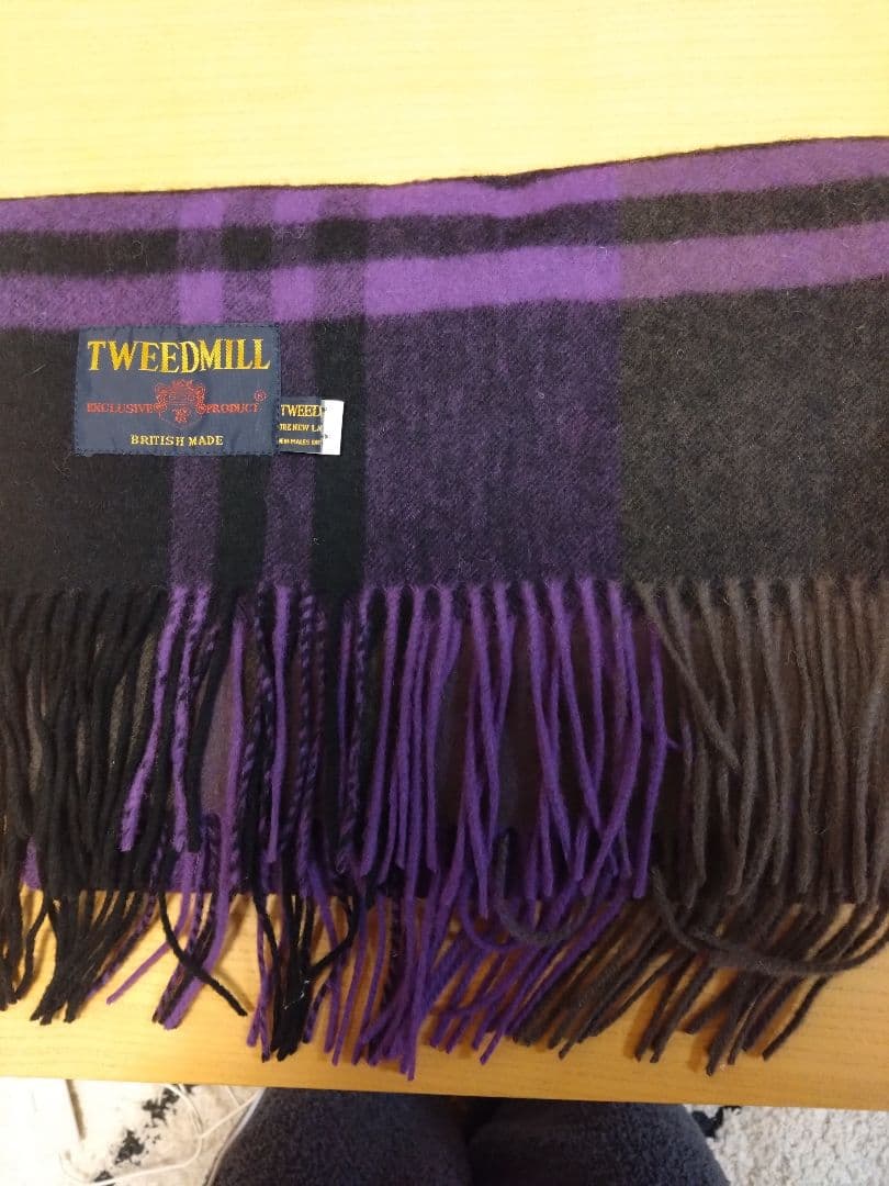 【TWEEDMILL/ツイードミル】 チェックストール　パープル