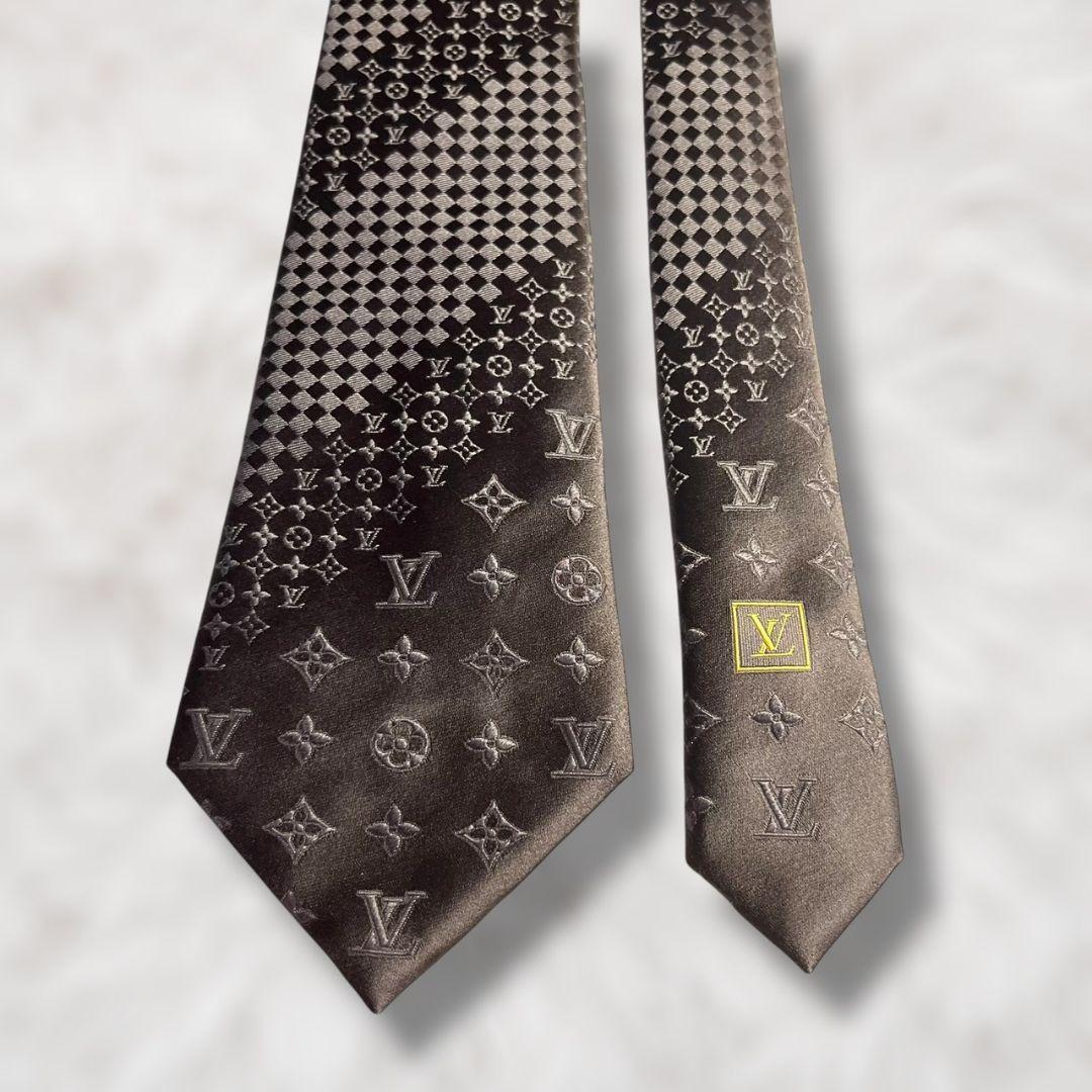 【美品✨】ルイヴィトン ロゴグラム ダミエ モノグラム ブラウンメンズネクタイ