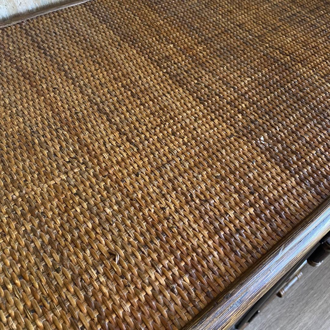 ラタン 籐　サイドボード　テレビ台　ガラス扉　古家具 昭和レトロ　ヴィンテージ