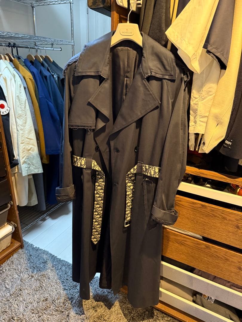 Dior ネイビー トレンチコート オブリーク