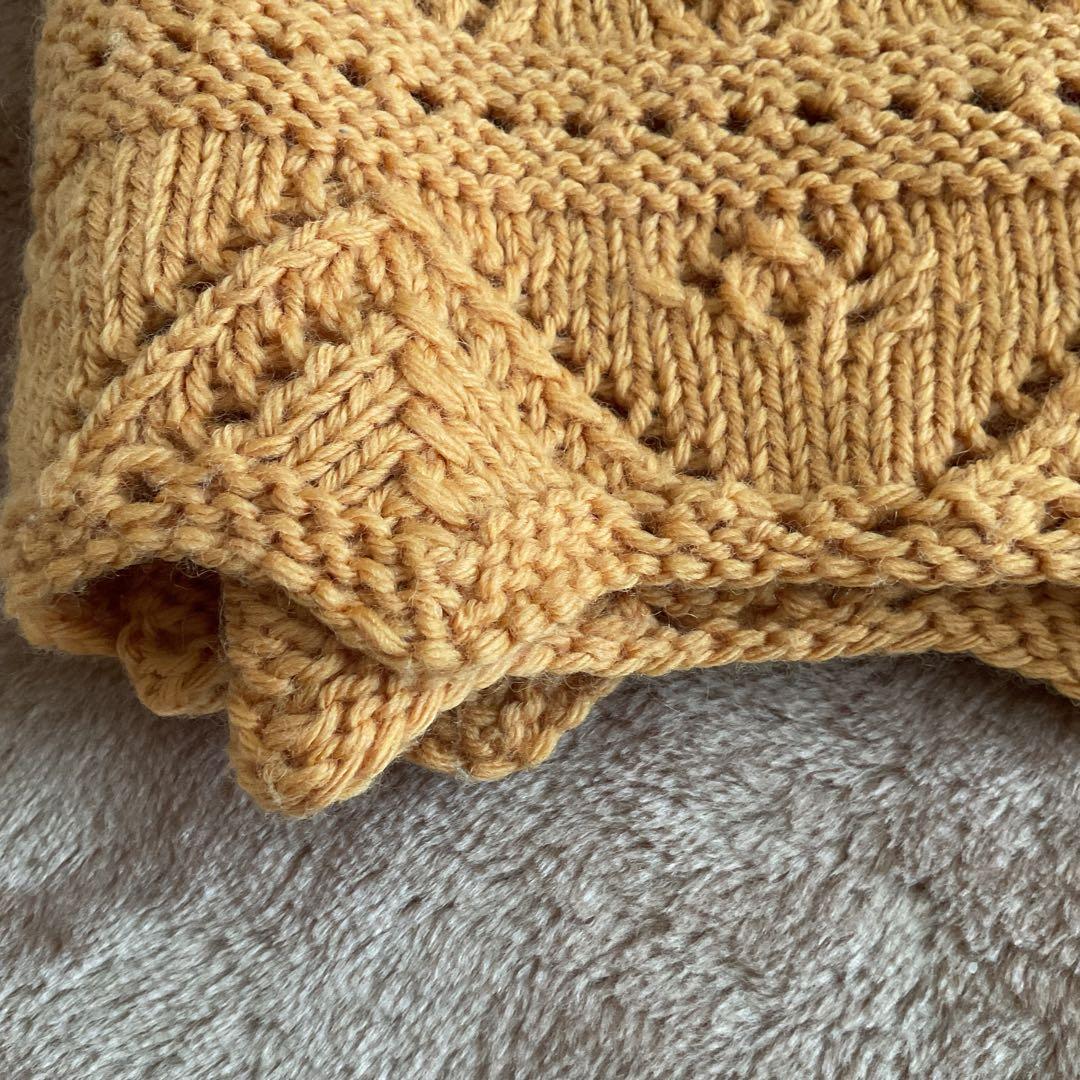 オレンジ レース編み ショール　ハンドメイド