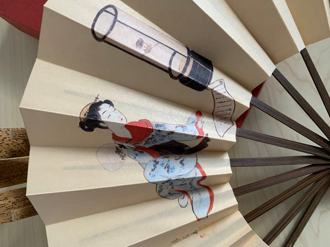 レトロ！新品箱入り！鈴木春信　行燈の夕照　飾り扇子