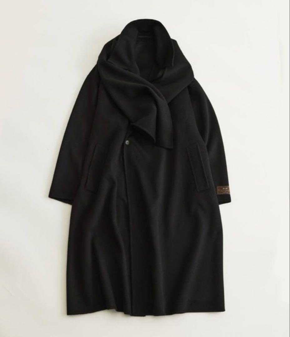 ADAM ET ROPEメリノウール セミダブルコート / マフラー付き