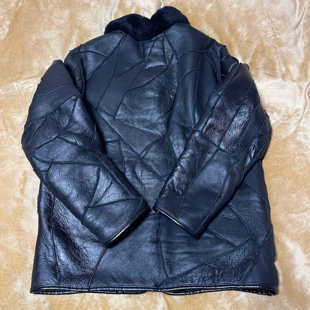 【美品希少】BOLINI パッチワーク リアルムートン ジャケット 48 L相当