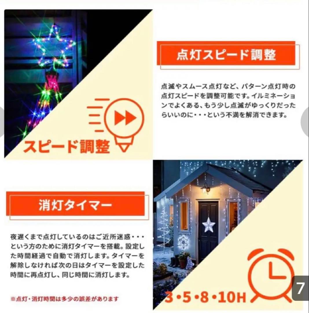 イルミネーション 屋外用 ドレープライト 星モチーフ LED 542球ゴ－ルド