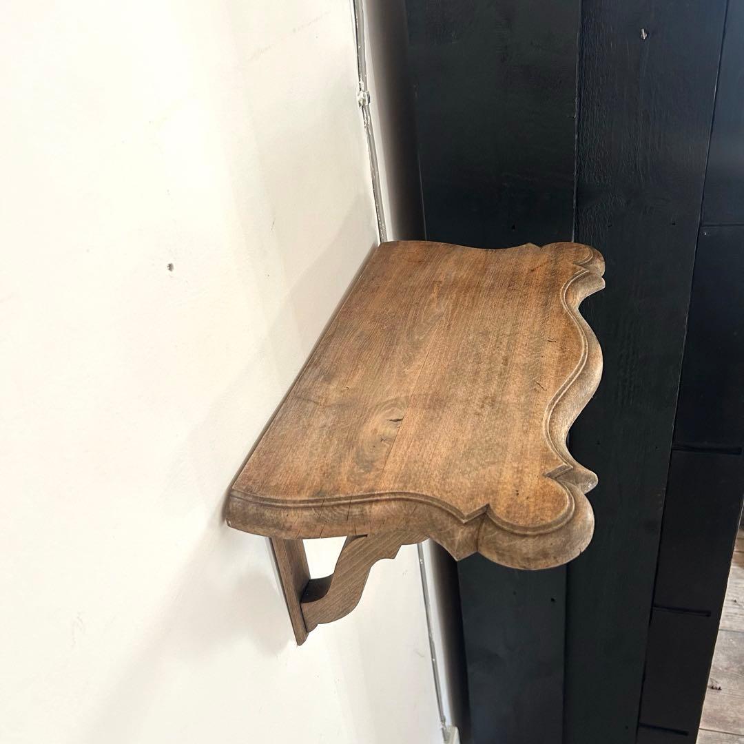 フランス アンティーク ウォールシェルフ 壁掛け棚 木製 無垢材 彫刻　剥離