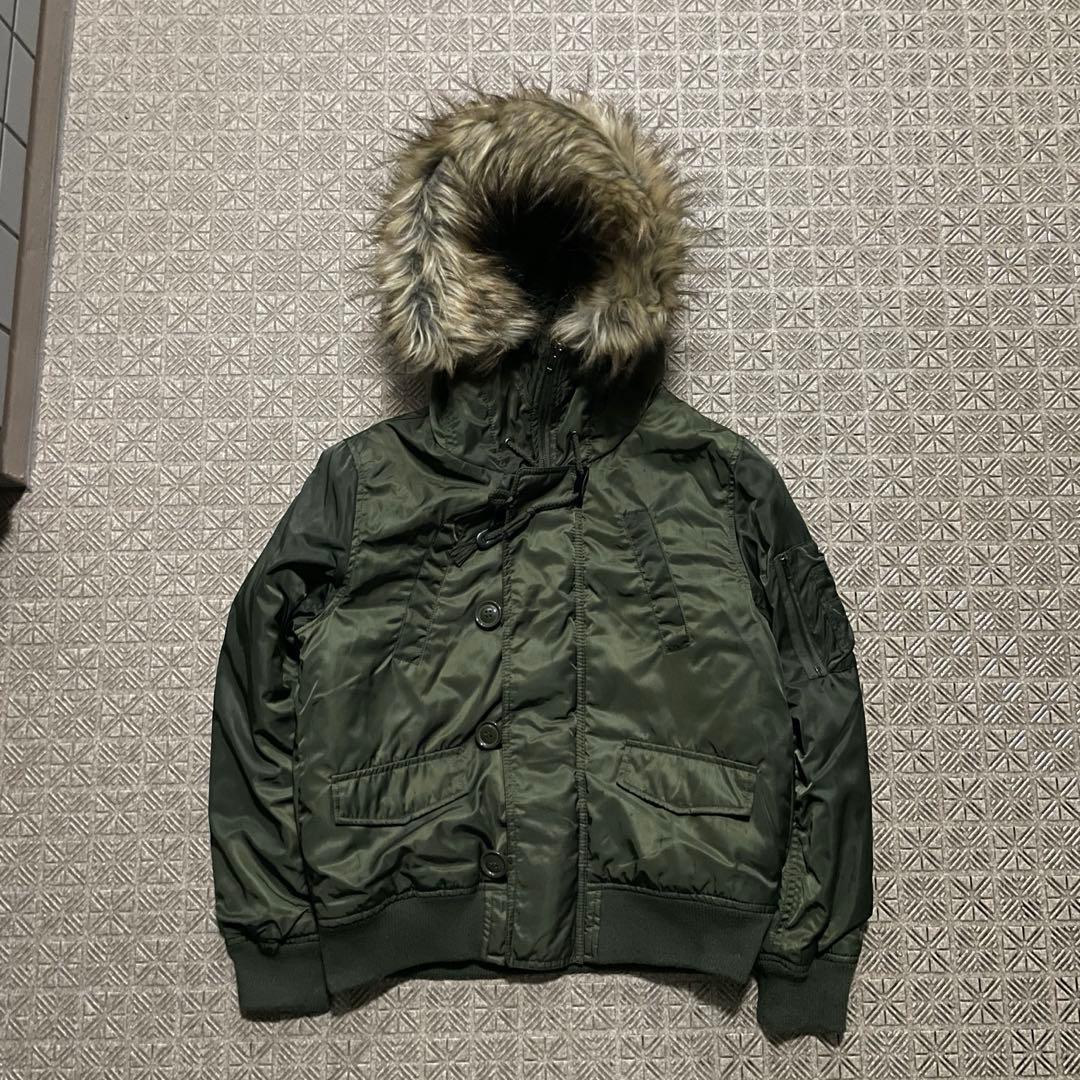 Y2K N2B 短丈 フライト ボンバー ジャケットCargo ファーフード87