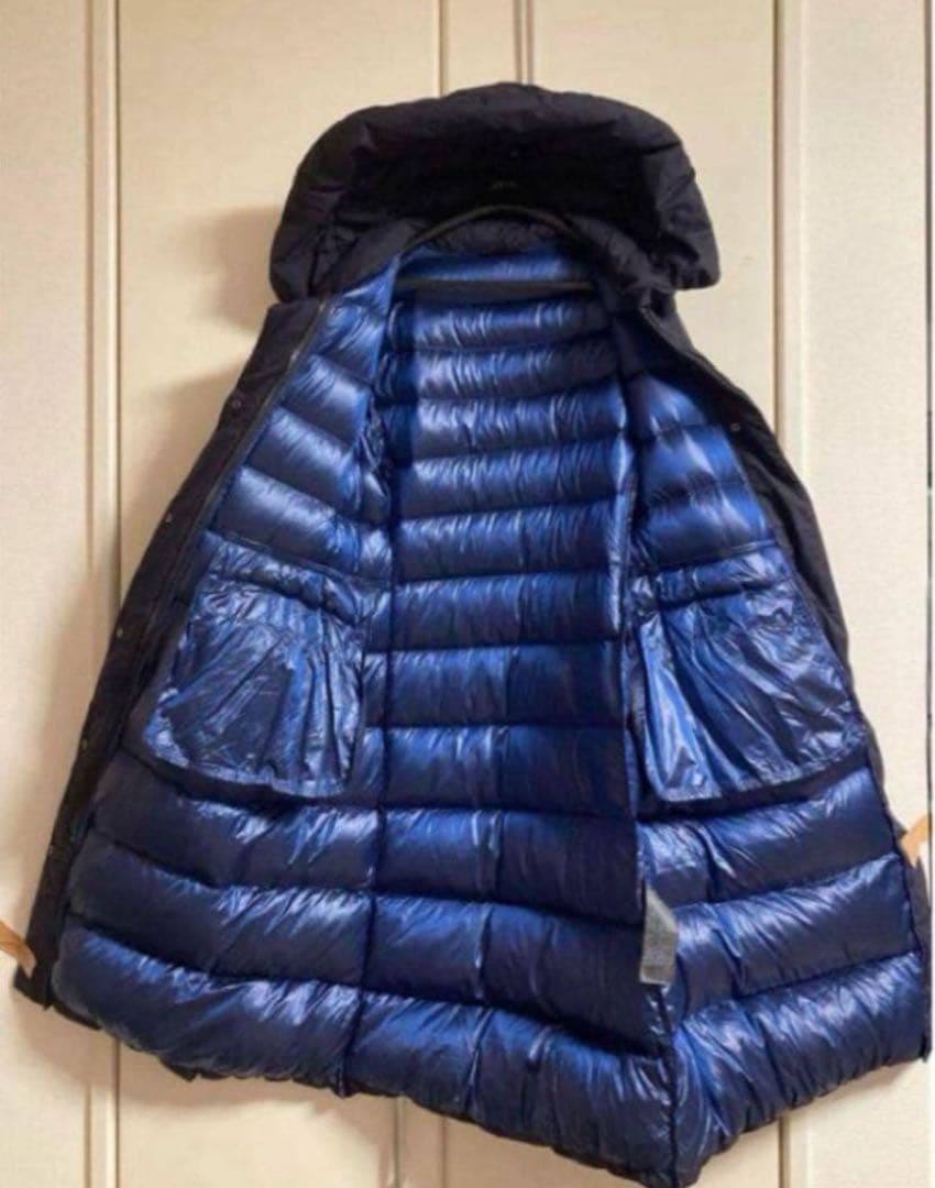 新品同　ユニクロ＋J　ウルトラライトダウン　フーデットコート　ネイビー　S