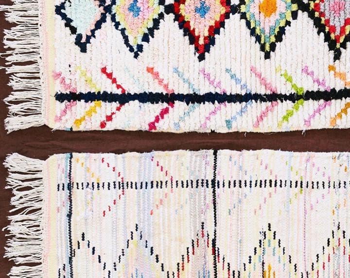 【最終値下げ】ボシャルウィットラグ(アイボリー菱形紋様)