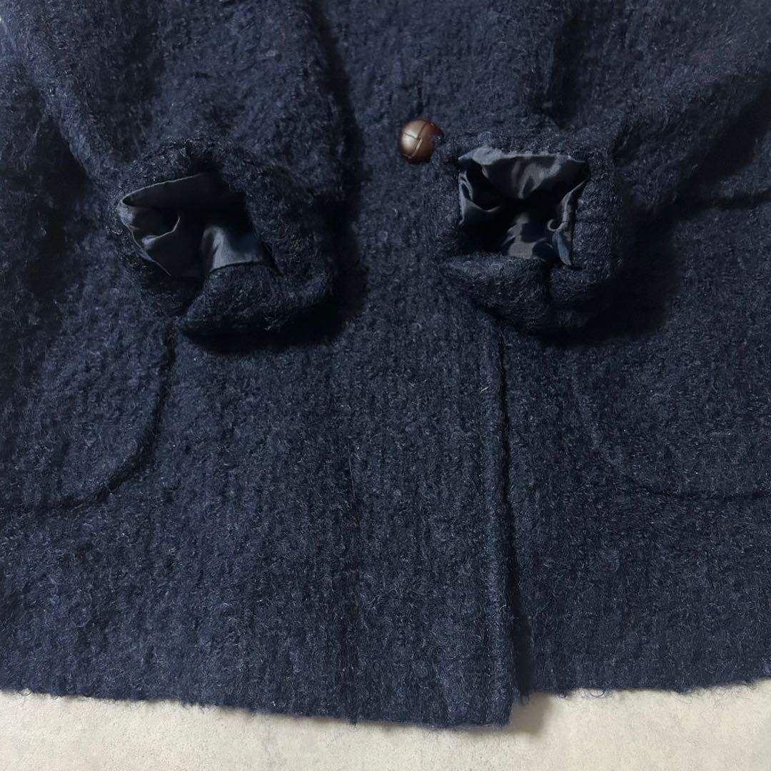 ポールスミス チェスターコート XXL モヘヤ 花柄 くるみボタン ネイビー