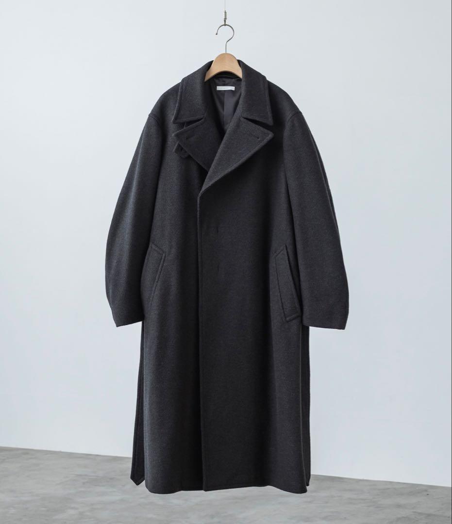 SMOOTH HERRINGBONE MAXI OVER COATチャコールM