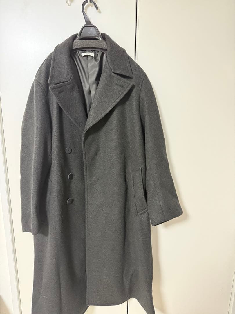 SMOOTH HERRINGBONE MAXI OVER COATチャコールM