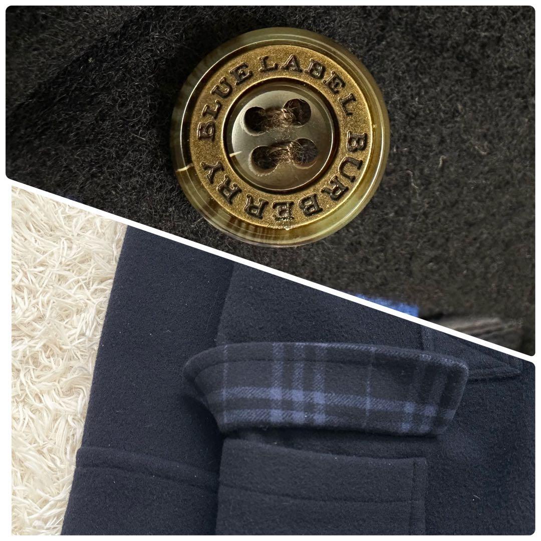 バーバリー ロング ダッフルコート ダブルフェイス ノバチェック 濃紺 L