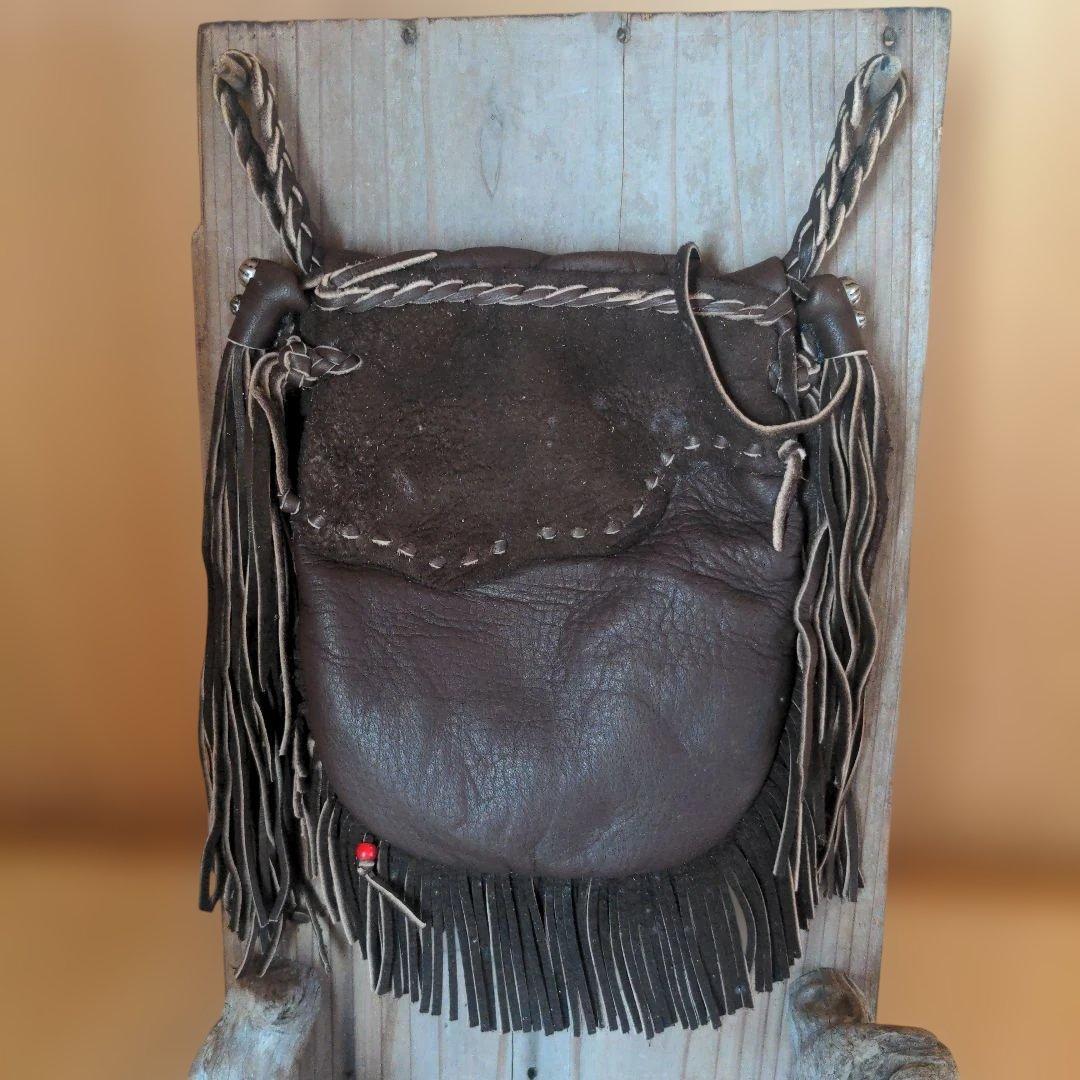 エルクスキン（大鹿革）メディスンバッグ　焦茶