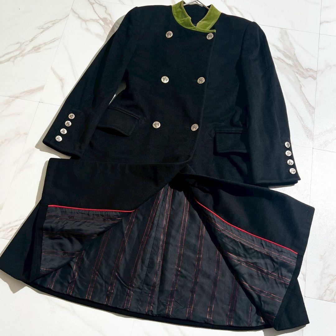 鑑定済・美品 エルメス カシミヤ100% ロングコート ナポレオンコート 40