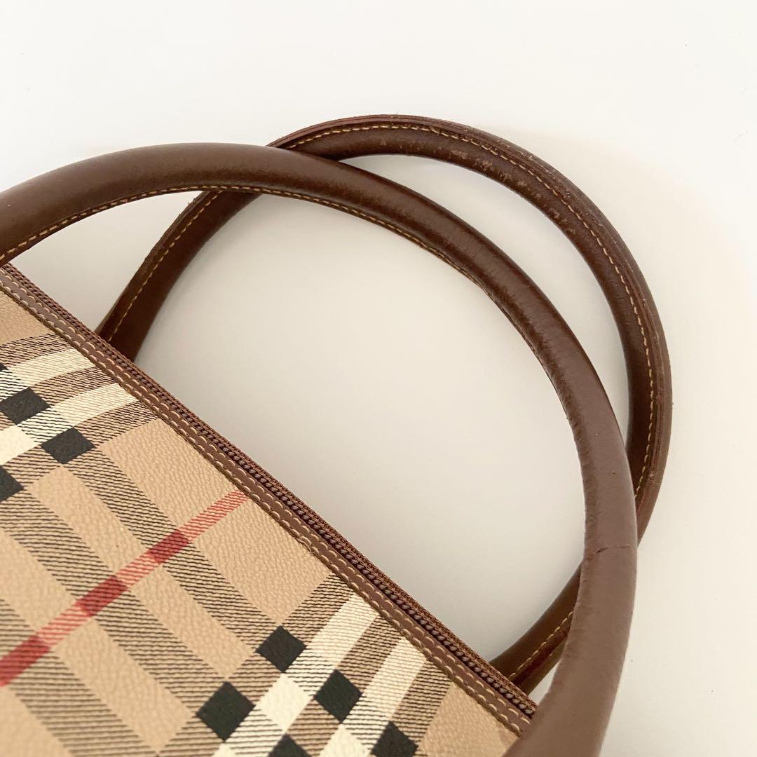 バーバリー ノバチェック ミニボストンバッグ レザー シャドーホース　PVC