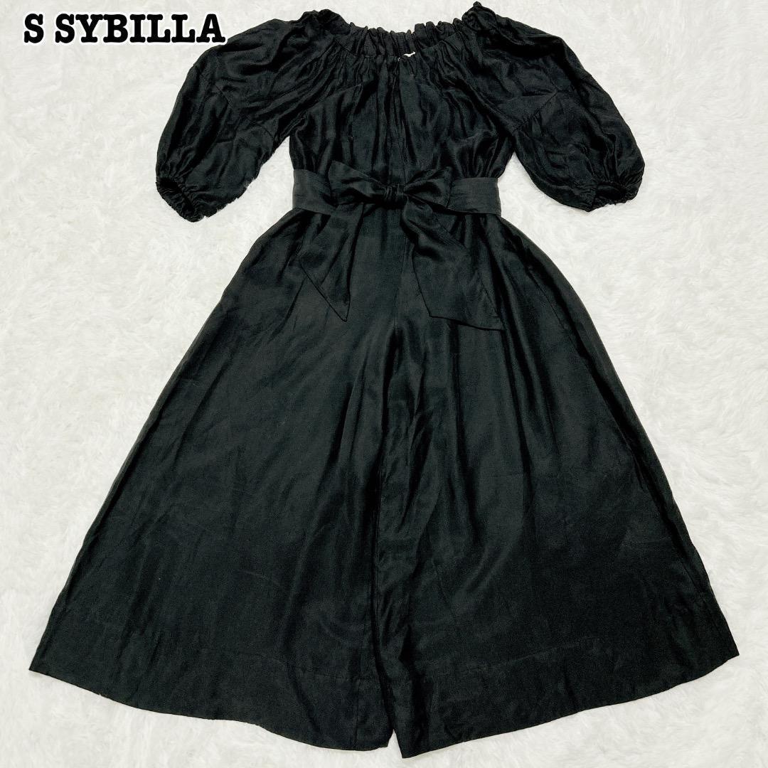 【美品】エスバイシビラ　２way オールインワン リボン付き　ブラック