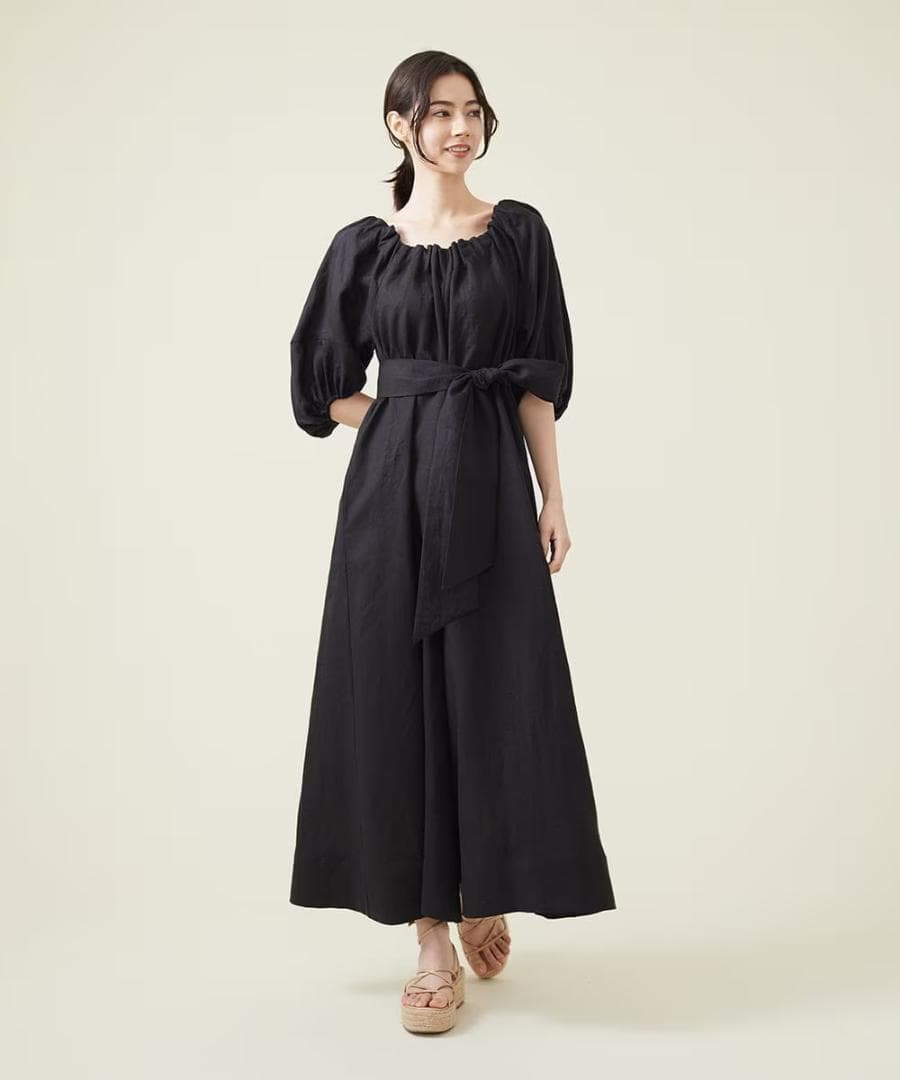 【美品】エスバイシビラ　２way オールインワン リボン付き　ブラック