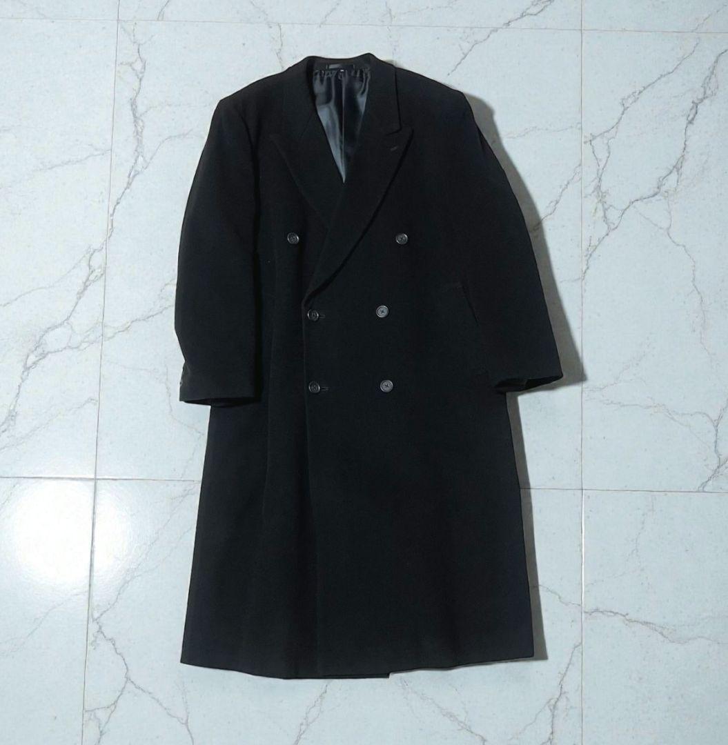 BALESTRINO ダブルチェスターコート　ブラック　カシミヤ混　LL
