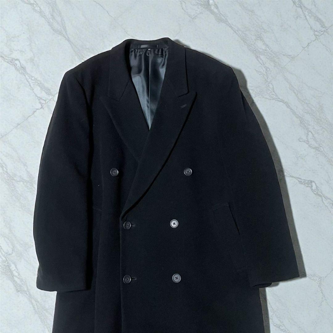 BALESTRINO ダブルチェスターコート　ブラック　カシミヤ混　LL