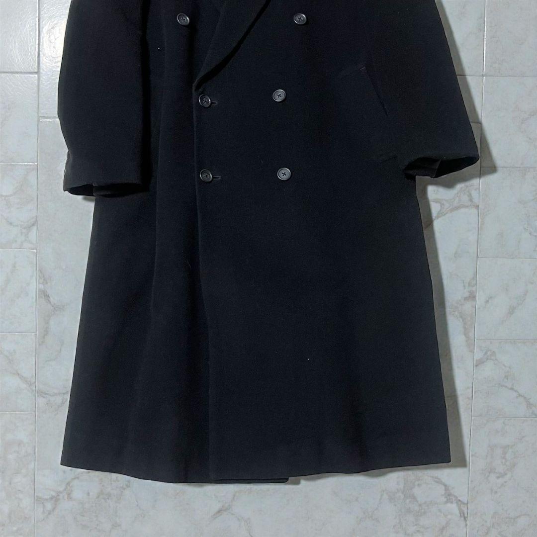 BALESTRINO ダブルチェスターコート　ブラック　カシミヤ混　LL