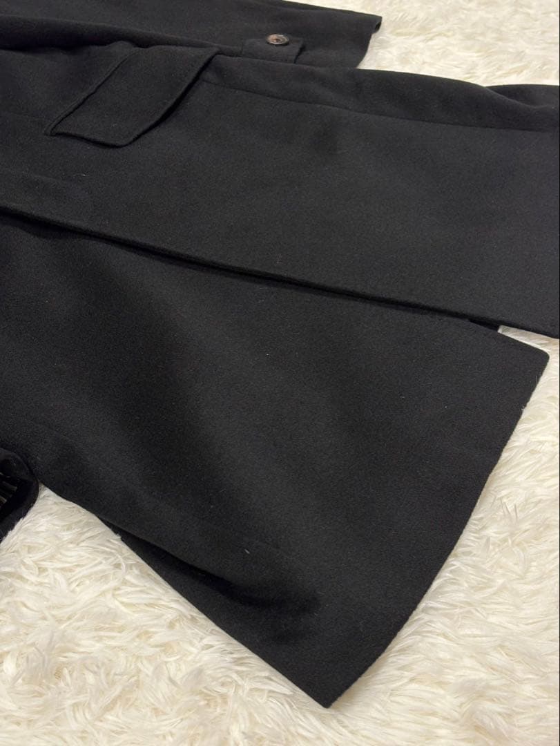 ヒルトン カシミヤ100％ ステンカラーコート ブラック Lサイズ